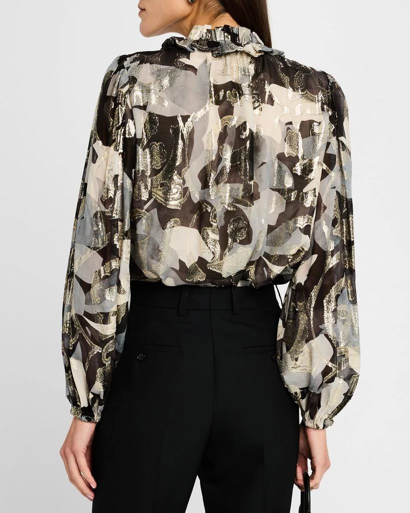 Kobi Halperin Boden Metallic Ruffle-Trim Blouse 3