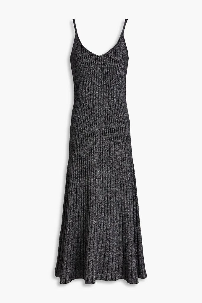 N.PEAL Ribbed metallic cashmere-blend midi dress 1