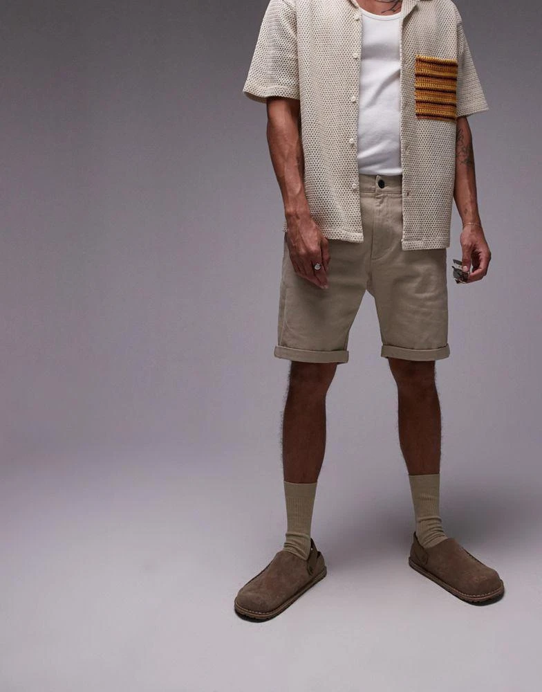 Topman Topman skinny chino shorts in stone 4