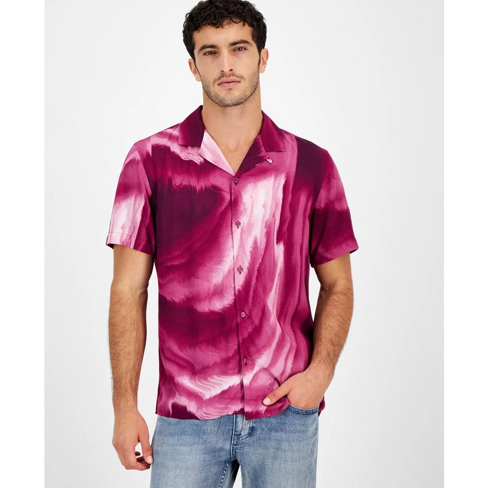 I.N.C. International Concepts Men's Smoke Stream Short Sleeve Button-Front Camp Shirt, Created for Macy's 1