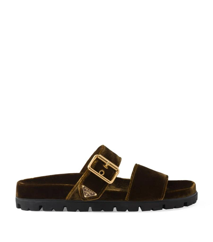 Prada Velvet Buckle Slides 1