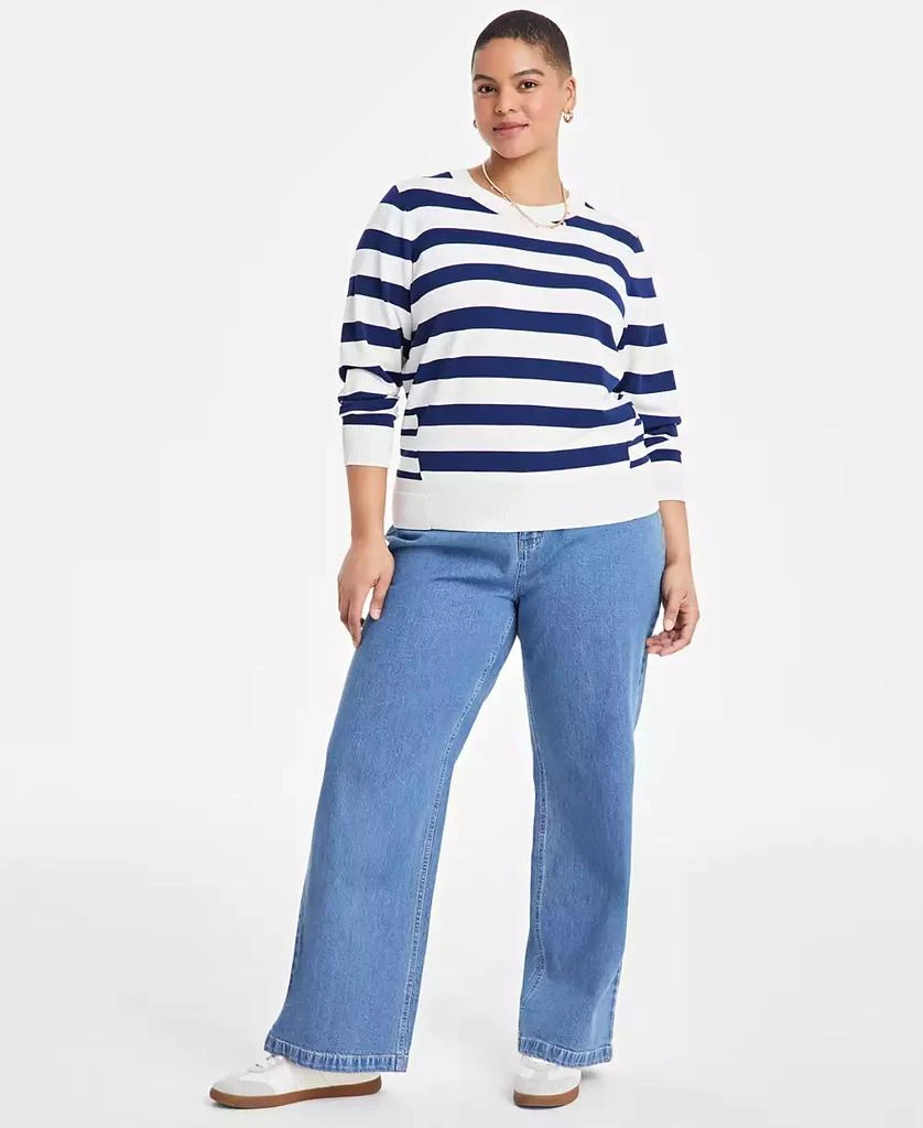 On 34th Trendy Plus Size Striped Pullover Sweater, Exclusively at Macy's 2
