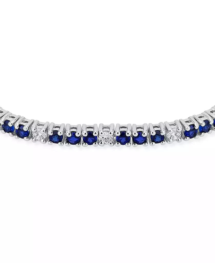 Bling Jewelry Alternating Created Synthetic Blue Sapphire White Zircon Bolo Tennis Bracelet Adjustable 7-8 Inch Sterling Silver 2