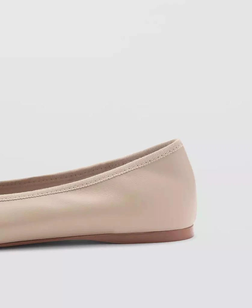 Mango Women's Bow Detail Leather Ballet Flats 3