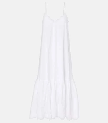 Juliet Dunn Embroidered cotton poplin midi dress 1