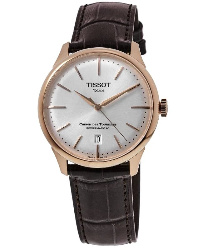 Tissot Tissot Chemin Des Tourelles Powermatic 80 Automatic Silver Dial Leather Strap Men's Watch T139.807.36.031.00 1