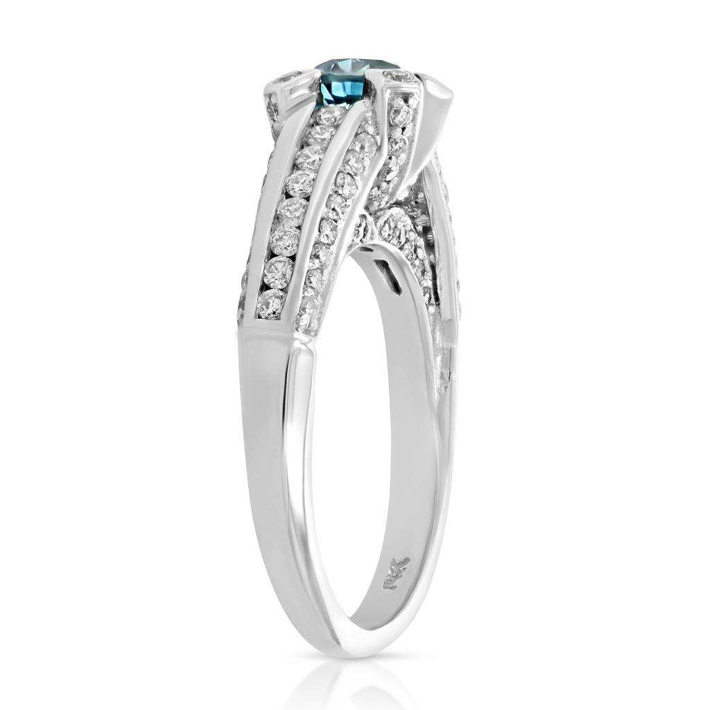 Vir Jewels 1.35 cttw Blue and White Diamond Engagement Ring 14K White Gold