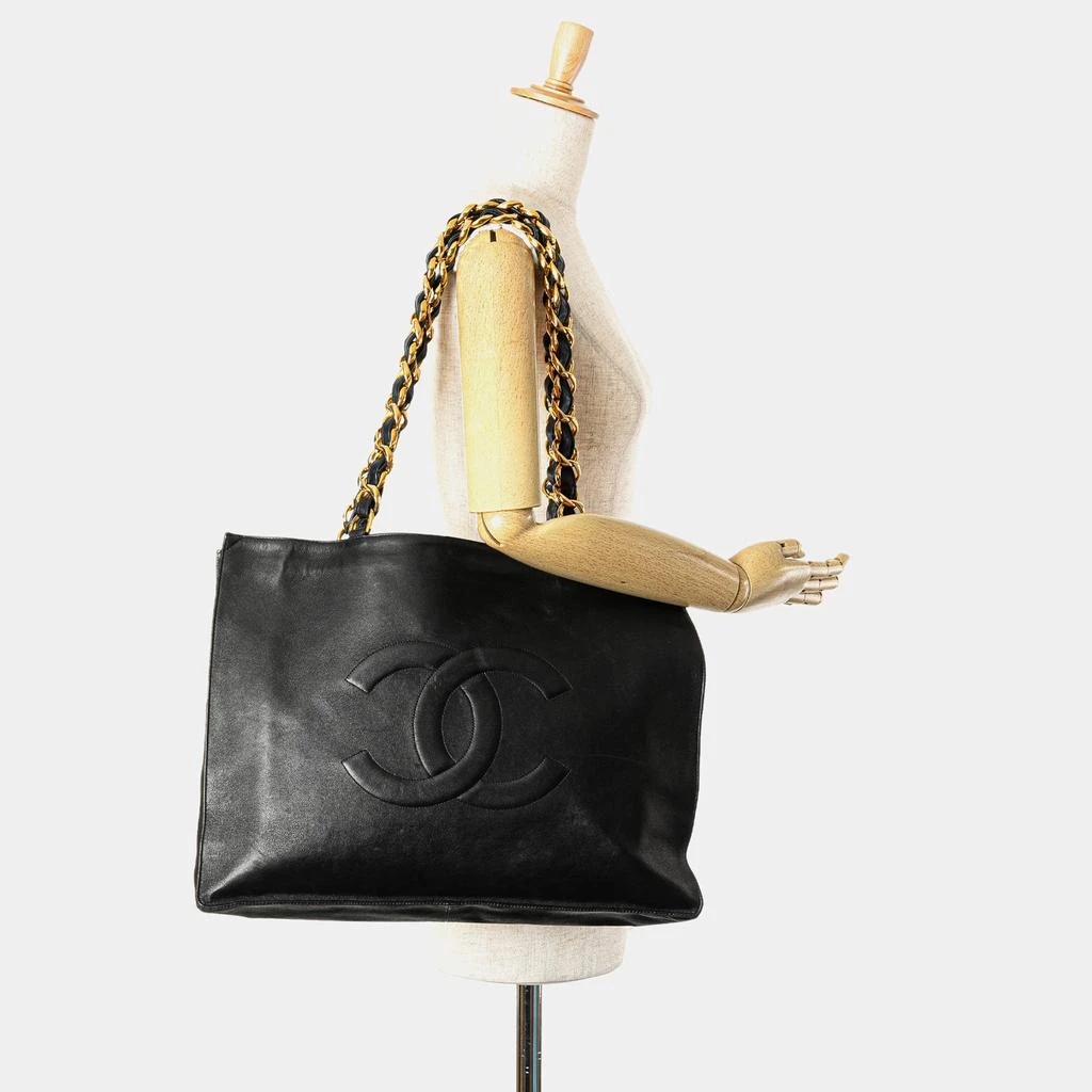 Chanel Chanel Black Lambskin Leather XL Tote Bag 2