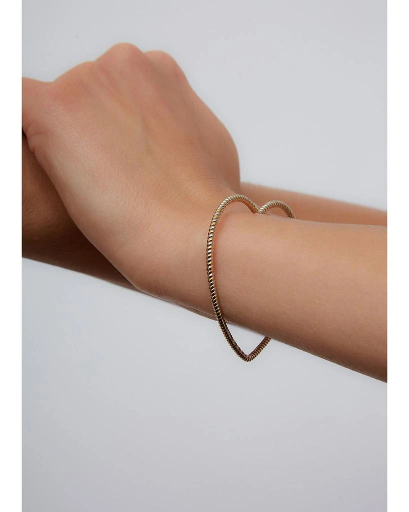 Yvonne Léon 9K White & Yellow Gold Jonc Coeur Torsade Ridged Heart Bangle Bracelet 2