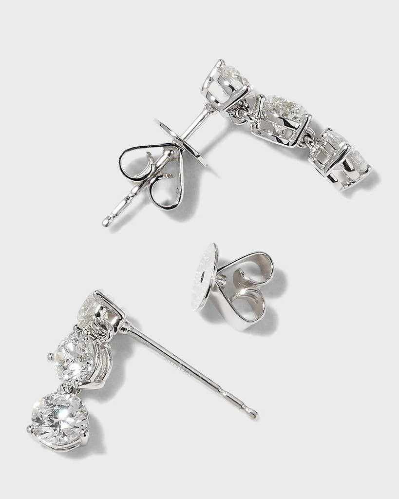 Memoire 18k White Gold 3-Diamond Drop Earrings, 1.51tcw 4