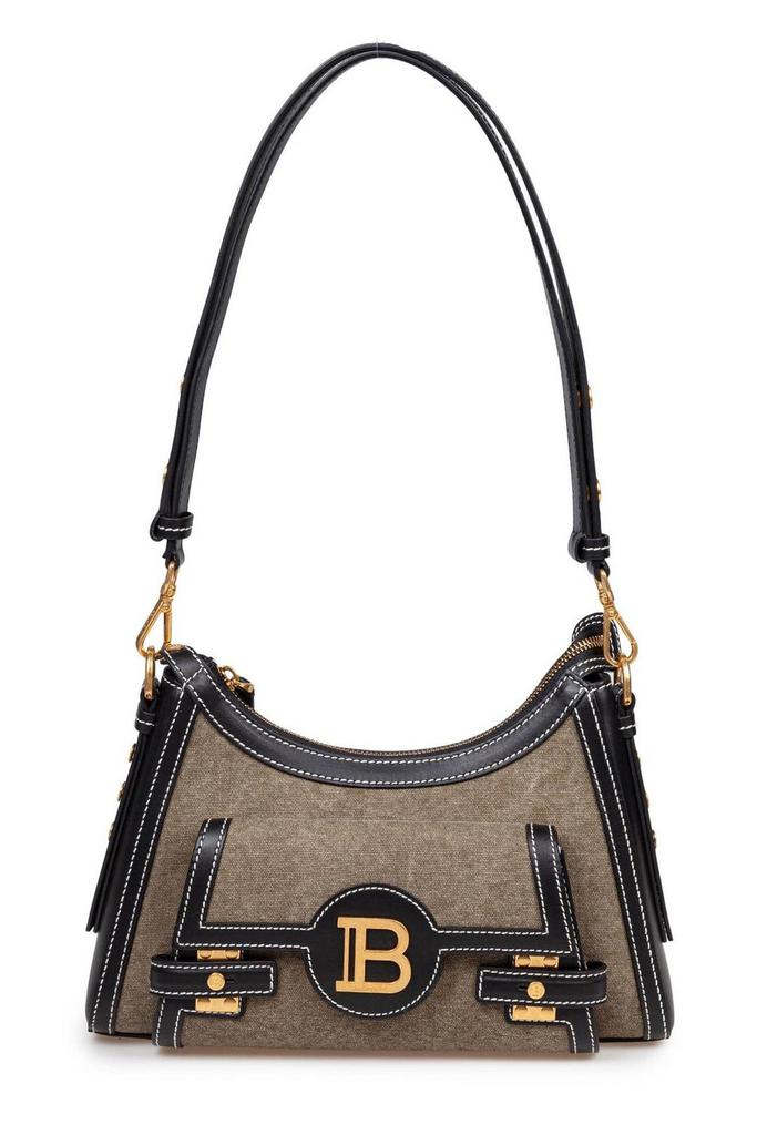 【Balmain】1945 SOFT HOBO LARGE-PB EMB CRINKLED LTH◆EN1BT92 1945 Soft Hobo crinkled leather tote bag with monogram
