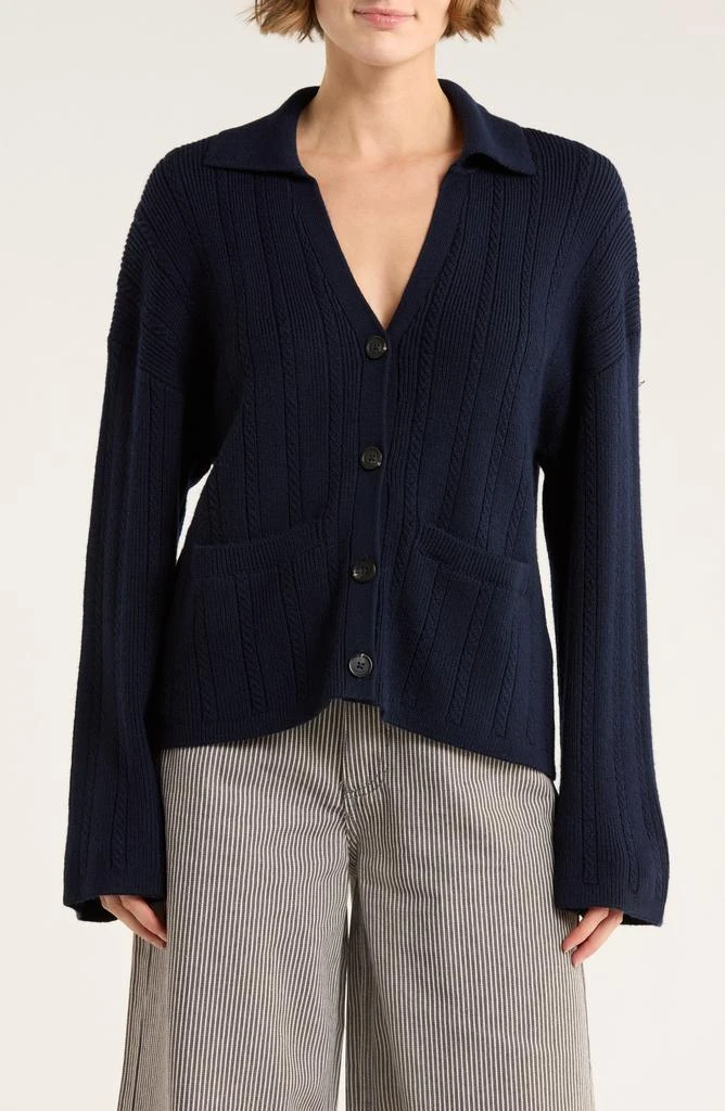 Rag 
Bone Cynthia Johnny Collar Cable Knit Cardigan