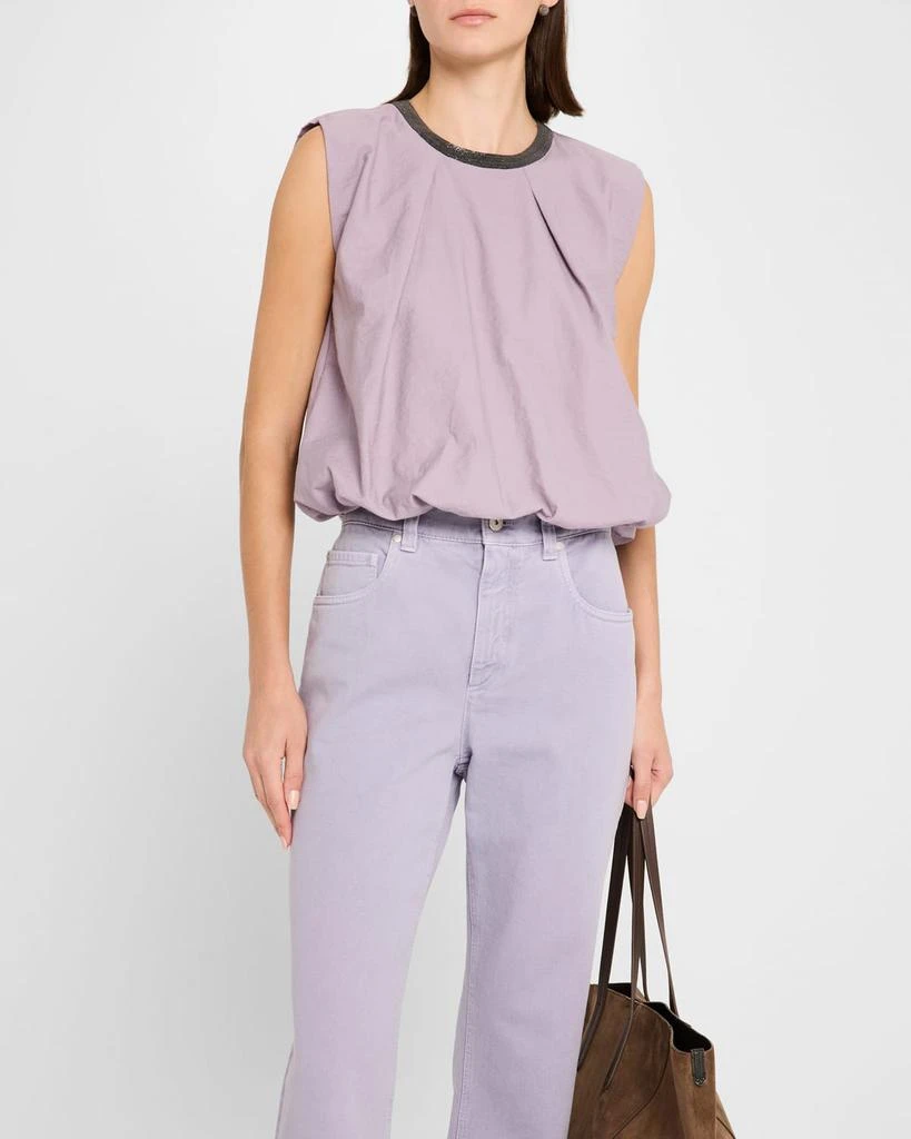 Brunello Cucinelli Monili-Collar Cotton Crop Balloon Tank Top 4