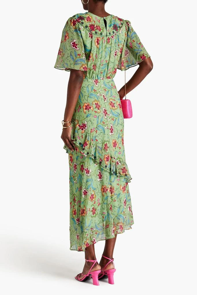 Saloni Vida ruffled embroidered printed silk-chiffon midi dress 3