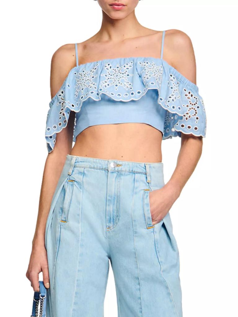 Sandro Ruffled Crop Top
