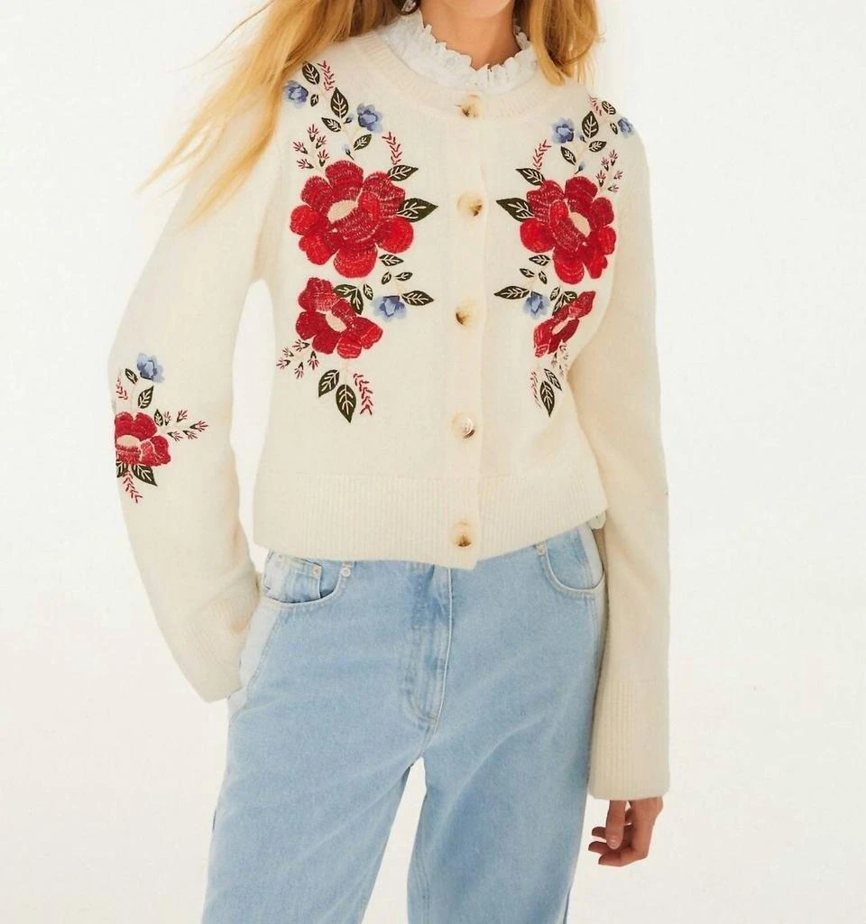 Farm Rio Farm Rio - Flowers Embroidered Cardigan