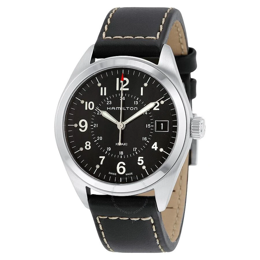 Hamilton Khaki Field Black Dial Black Leather Watch H68551733 1