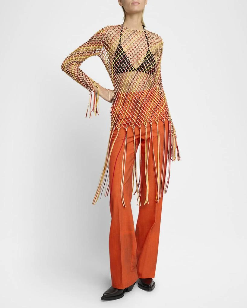 Gabriela Hearst Macaria Beaded Net Knit Fringe Top 5