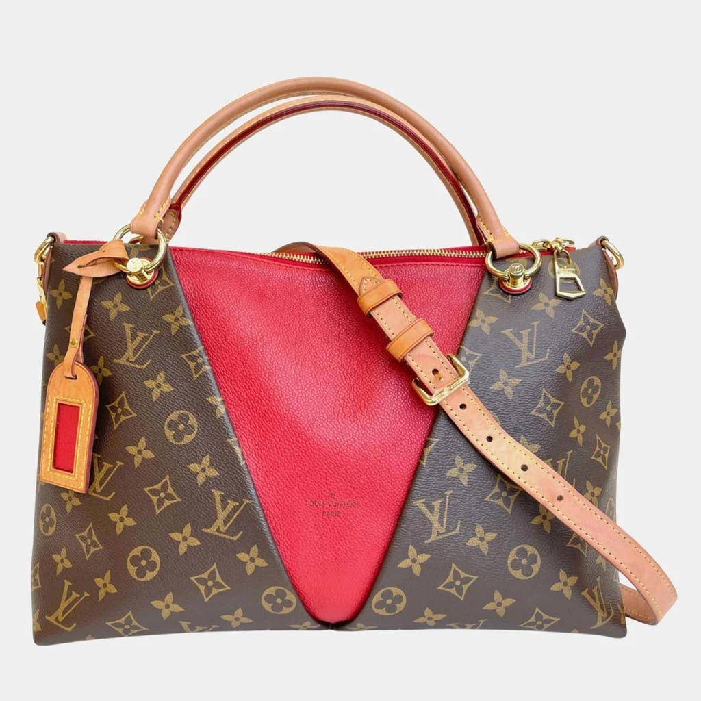 Louis Vuitton Louis Vuitton Red Monogram Canvas and Leather V Tote Bag 1