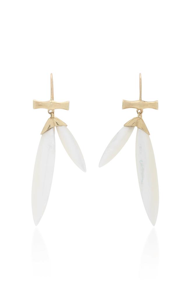 Annette Ferdinandsen Annette Ferdinandsen - 14K Gold Mother of Pearl Bamboo earrings - White - OS - Moda Operandi - Gifts For Her