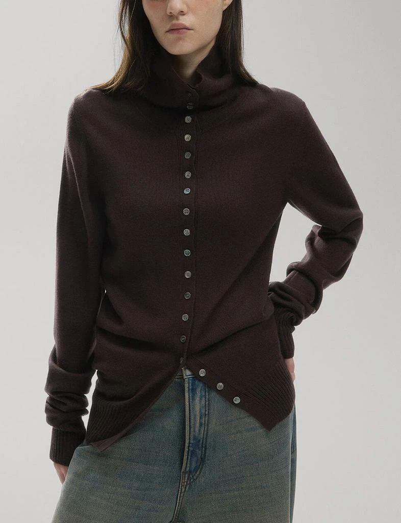 Pixie Market Chocolate multi-button turtleneck sweater 3