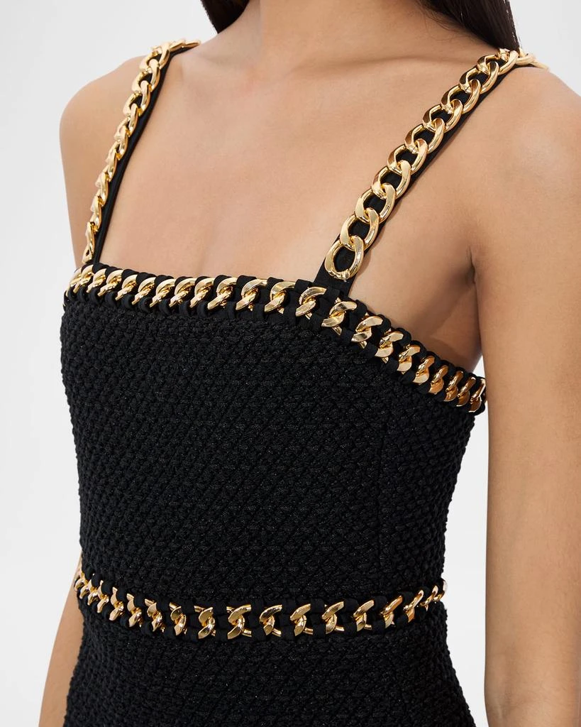 Alice + Olivia Kelly Chain-Trim Tweed Mini Dress 5