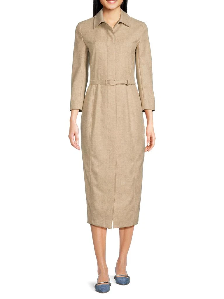 Thom Browne Belted Virgin Wool Midi Dress 1