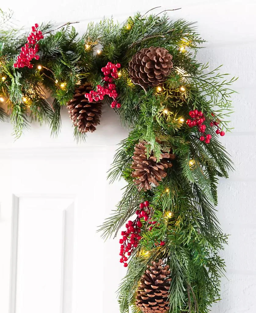 Balsam Hill 10 ft Outdoor Red Berry Pine Pre-Lit Garland 2