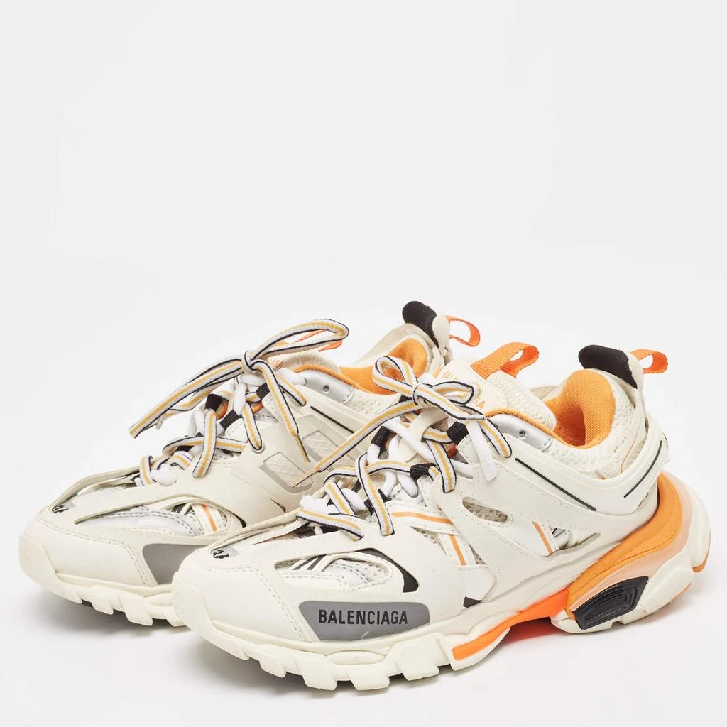 Balenciaga Balenciaga White/Orange Leather and Mesh Track Low Top Sneakers Size 36 2