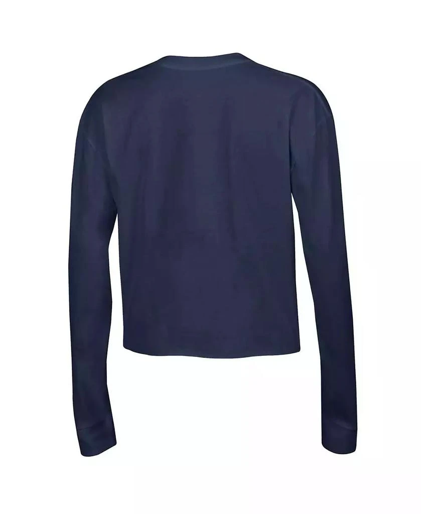 CHAMPION Women's Navy Notre Dame Fighting Irish Boyfriend Cropped Long Sleeve T-shirt 2