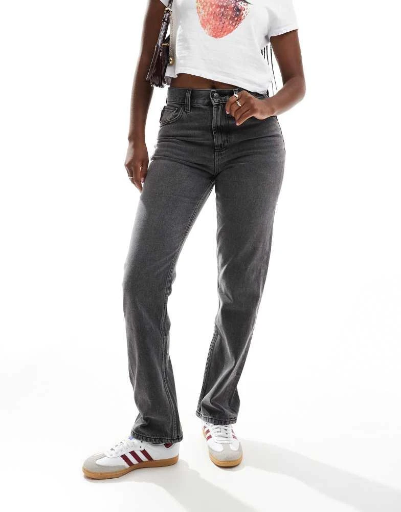 ASOS ASOS DESIGN mid rise straight jeans in grey 1