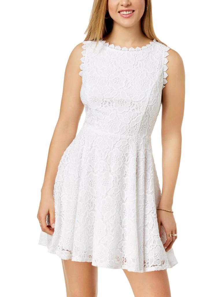Juniors Womens Lace Overlay Mini Fit & Flare Dress  On Sale Now with Up to  64% Off | Discover Exclusive Deals & Savings at BeyondStyle  Authentic  City Studios women|clothing|dresses with