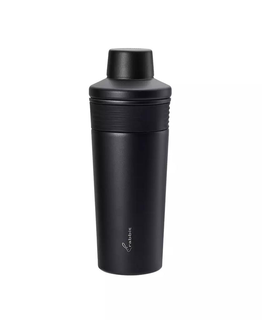 Rabbit 18 oz Stainless Steel Cocktail Shaker, Multi-Use Stainless Steel Topper with 1.5 oz  shot Cap and Strainer