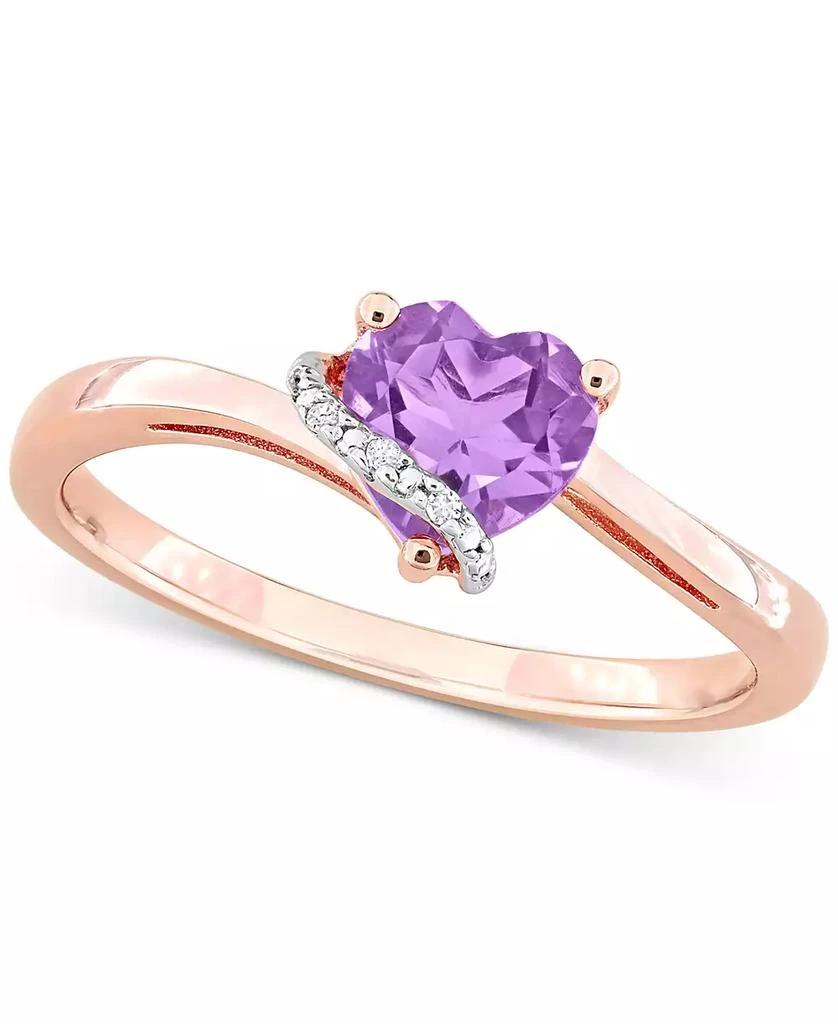 Macy's Amethyst (5/8 ct. t.w.) & Diamond Accent Heart Promise Ring in 18k Rose Gold Flash-Plated Sterling Silver 1
