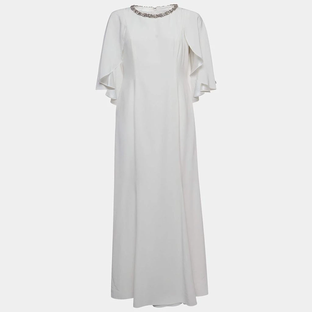 Jenny Packham Jenny Packham White Satin Crystal Embellished Neck Wedding Gown L 1