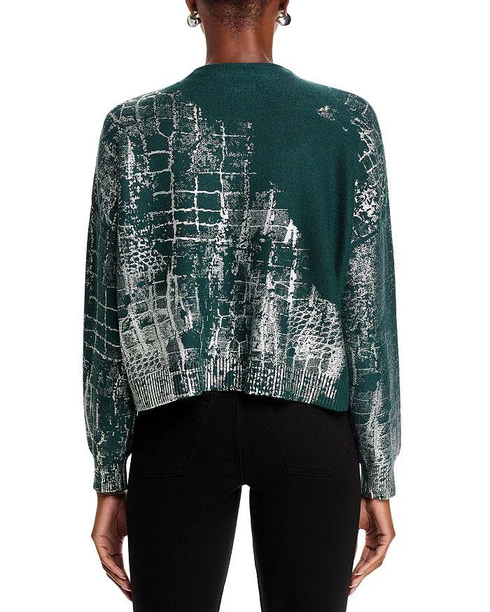 Adrienne Landau Crocodile Foil Print Funnel Neck Sweater 3