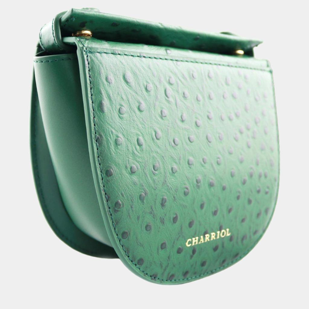 Charriol Charriol Green Leather Passion Ostrich Crossbody