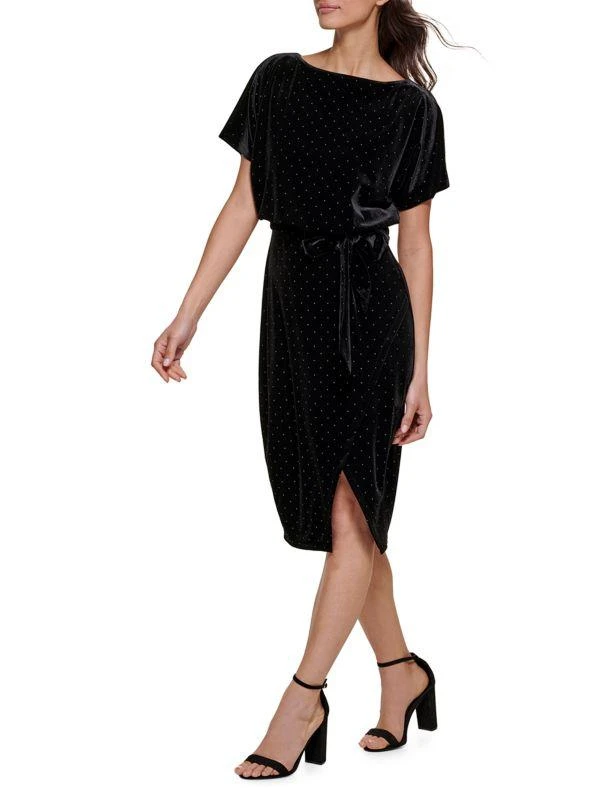 Kensie Studded Velvet Tie-Front Dress 3