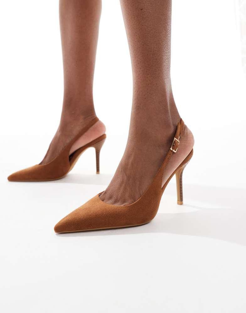 New Look New Look pointed toe slingback heeled shoe in camel