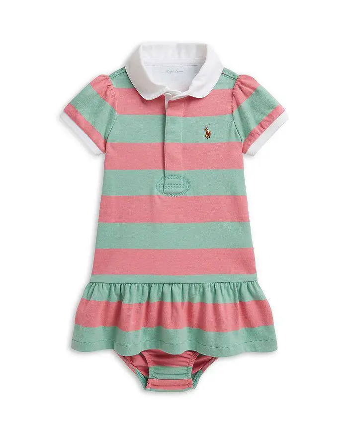Ralph Lauren Polo Girls' Striped Cotton Rugby Dress & Bloomer - Baby