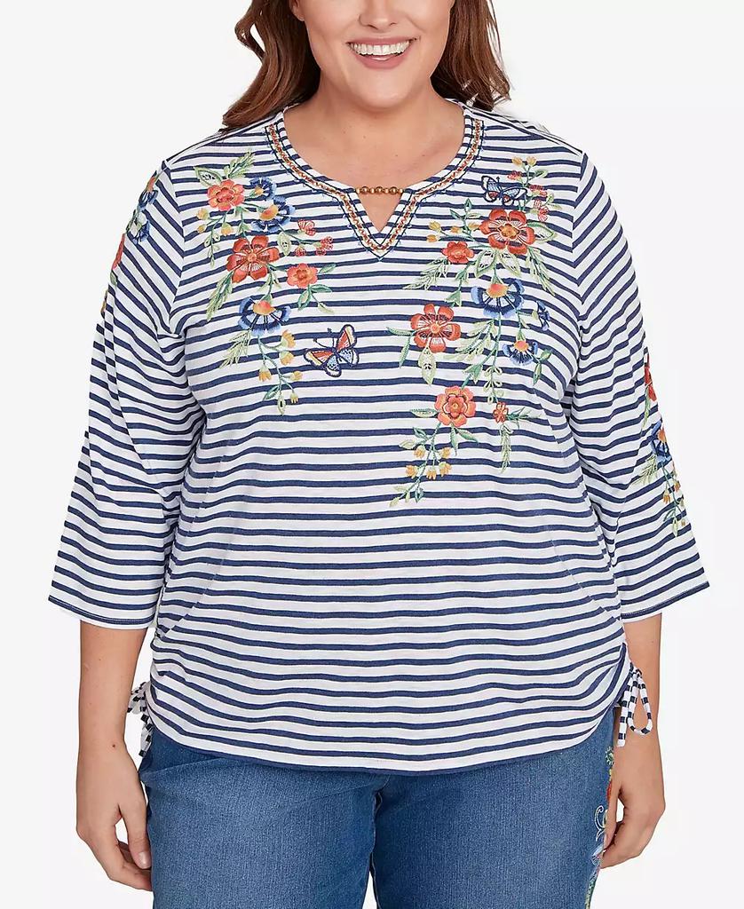 Alfred Dunner Plus Size Floral Stripe Top