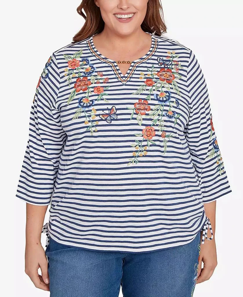 Alfred Dunner Plus Size Floral Stripe Top 1