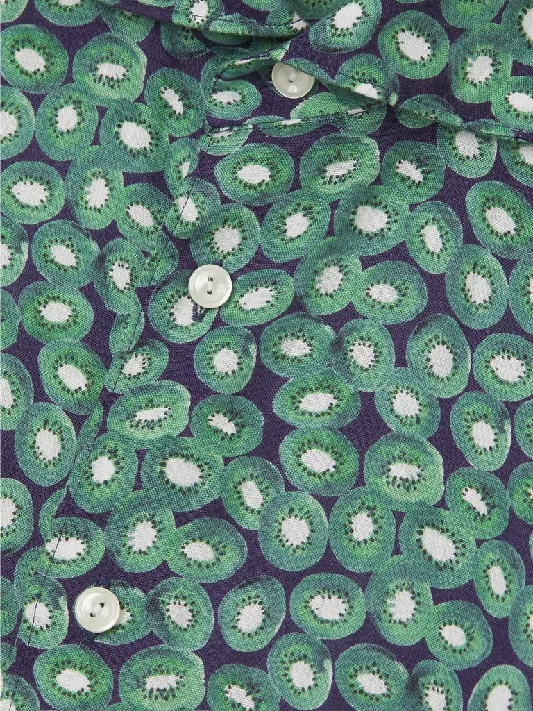 Eton Slim Fit Kiwi Print Linen Short Sleeve Shirt 6