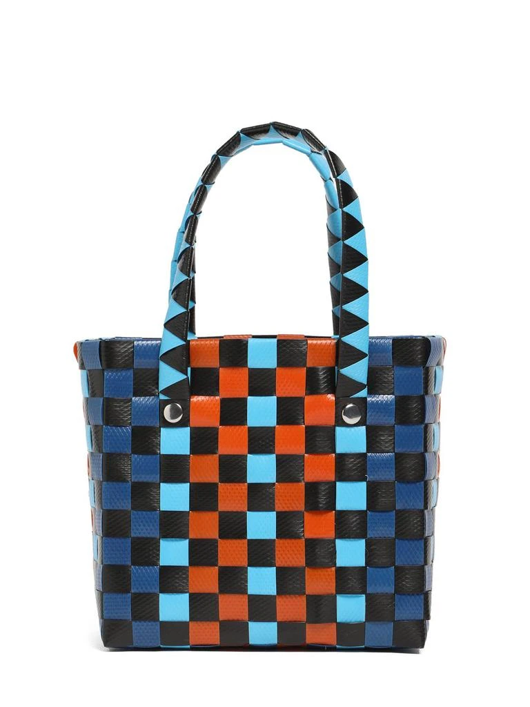MARNI JUNIOR Color Block Woven Basket Bag W/ Logo 3