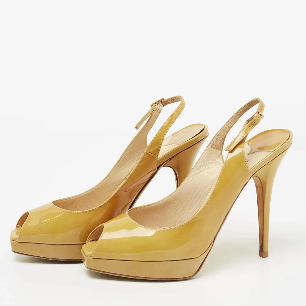 Jimmy Choo Jimmy Choo Yellow Patent Leather Nova Peep-Toe Platform Slingback Sandals Size 38 2