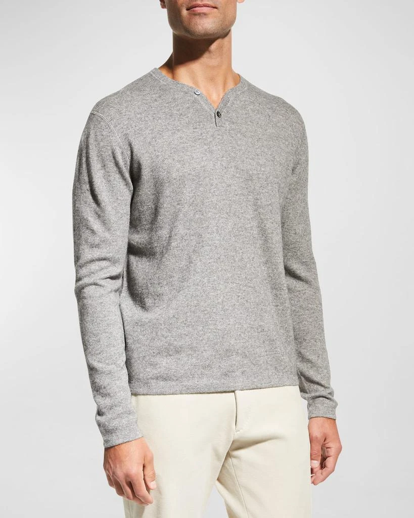 Neiman Marcus Men's Wool-Cashmere Henley Sweater 4