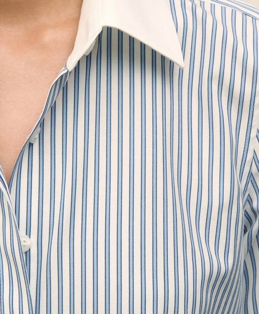 Brooks Brothers Fitted Non-Iron Supima® Cotton-Blend Striped Contrast Shirt with French Cuffs 6
