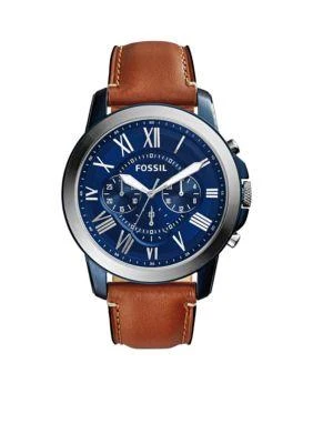 Fossil Mens Grant Brown Leather Chronograph Watch 1