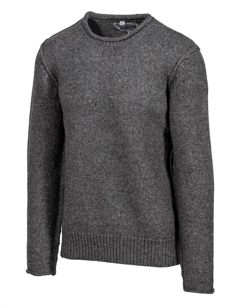 Schott Rolled Edge Crewneck Sweater In Charcoal 3