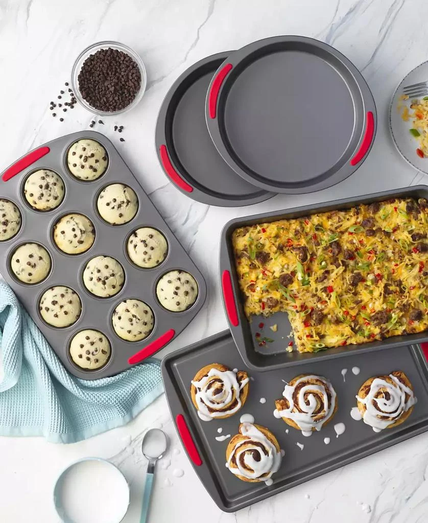 GoodCook Good Cook Mega grip 5 Piece Nonstick Steel Bakeware Set with Cookie Sheet, Roast Pan, 2 Cake Pans, and Muffin Pan 3